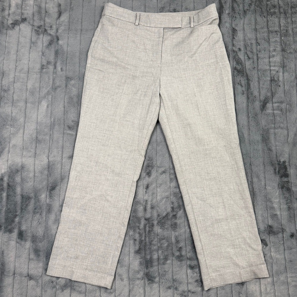 LOFT Womens Light Gray Heathered Straight Leg Dress Pants Size 12P Petite